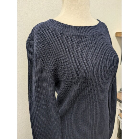Toad & Co Navy Blue Lakeview Sweater Dress sz L Ethical Wool Ribbed Classic Chic - Picture 3 of 9